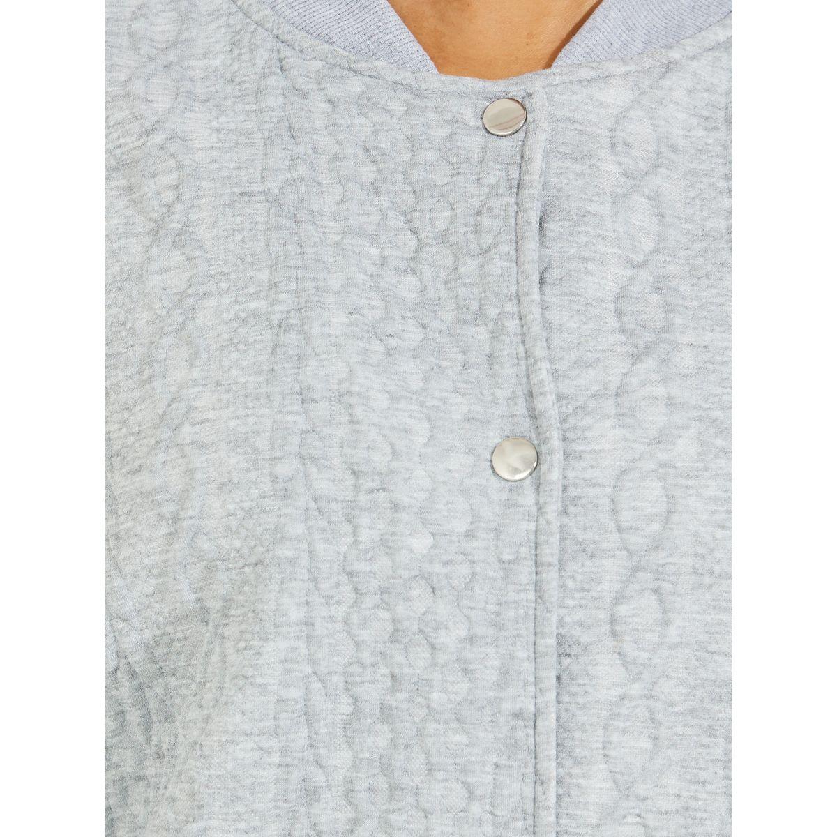 Styli Cable Knit Button Front Bomber Jacket with Drop Shoulder-women-winterwear-coatsandjackets-jackets-image-5