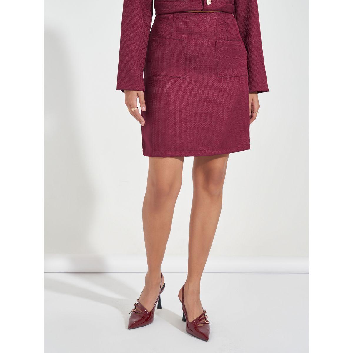 Styli Button Detail Tweed Jacket & Mini Skirt Co-Ords-women-clothing-coordsets-image-4