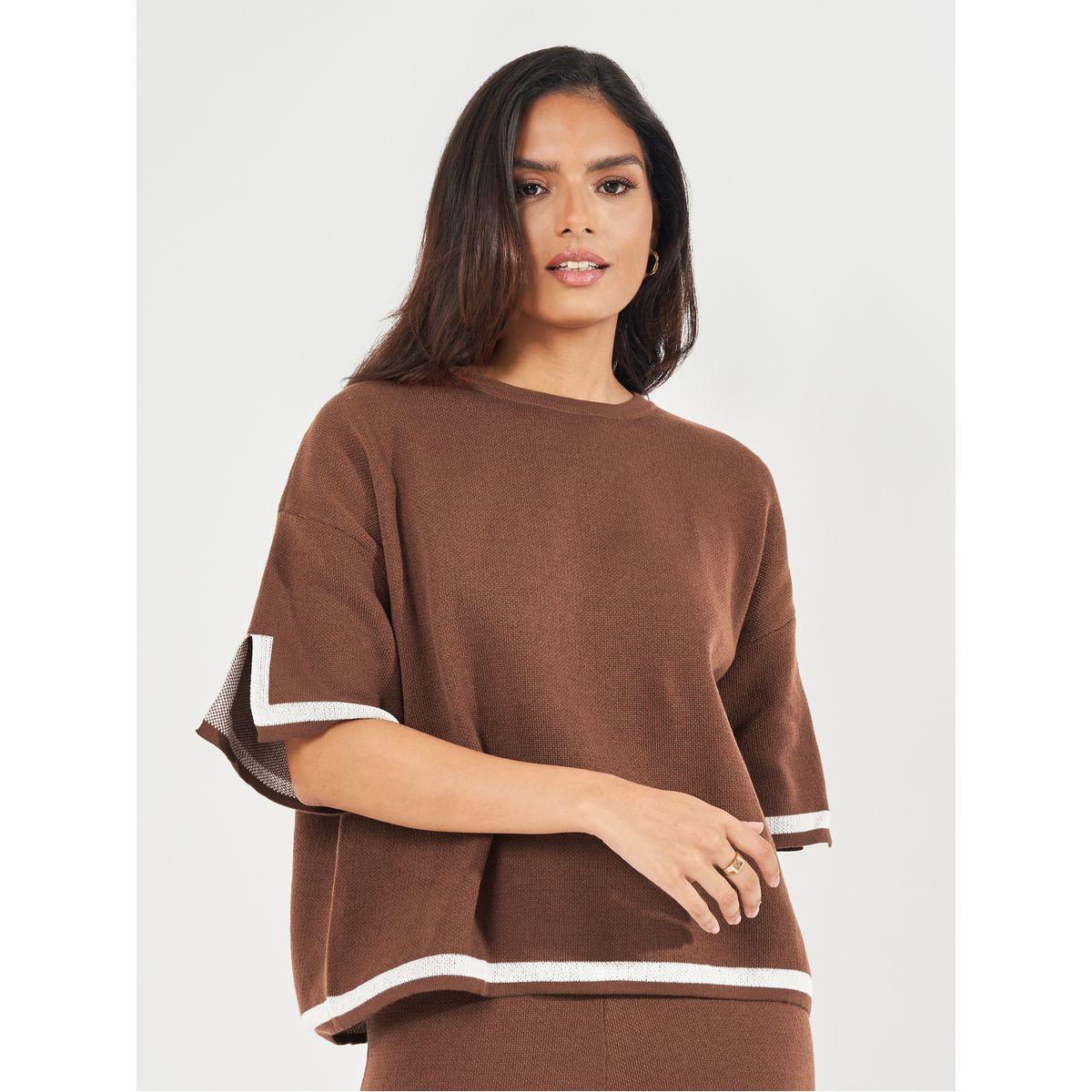 Styli Relaxed Fit Knit Top with Contrast Trim-women-clothing-shirtsandblouses-blouses-image-1