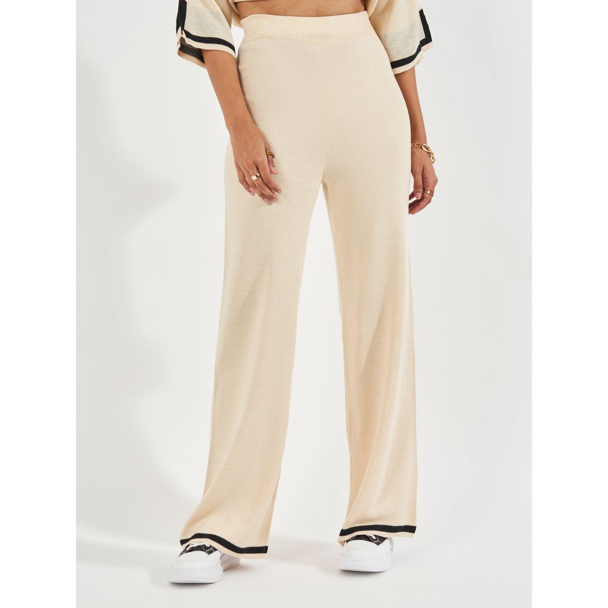 Styli Wide Leg Casual Knit Pants with Contrast Trim-women-clothing-bottoms-trousers-image-3