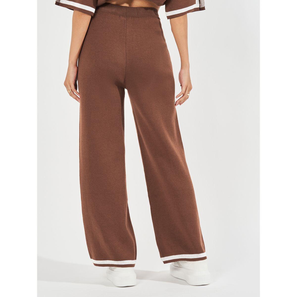 بنطال محبوك بإرجل واسعة وتفاصيل مُتباينة-women-clothing-bottoms-trousers-image-4