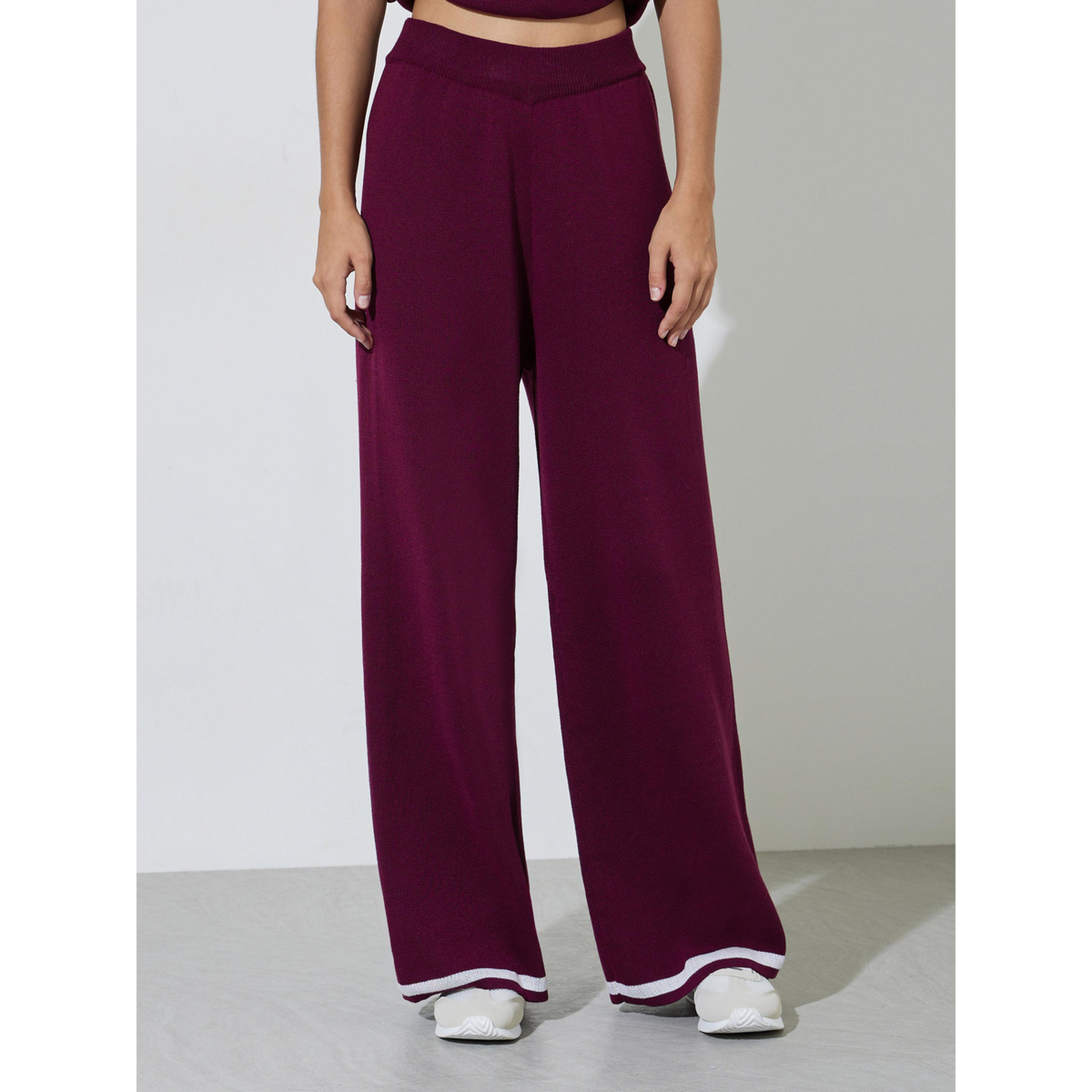 Styli Wide Leg Casual Knit Pants with Contrast Trim-women-clothing-joggers-image-1