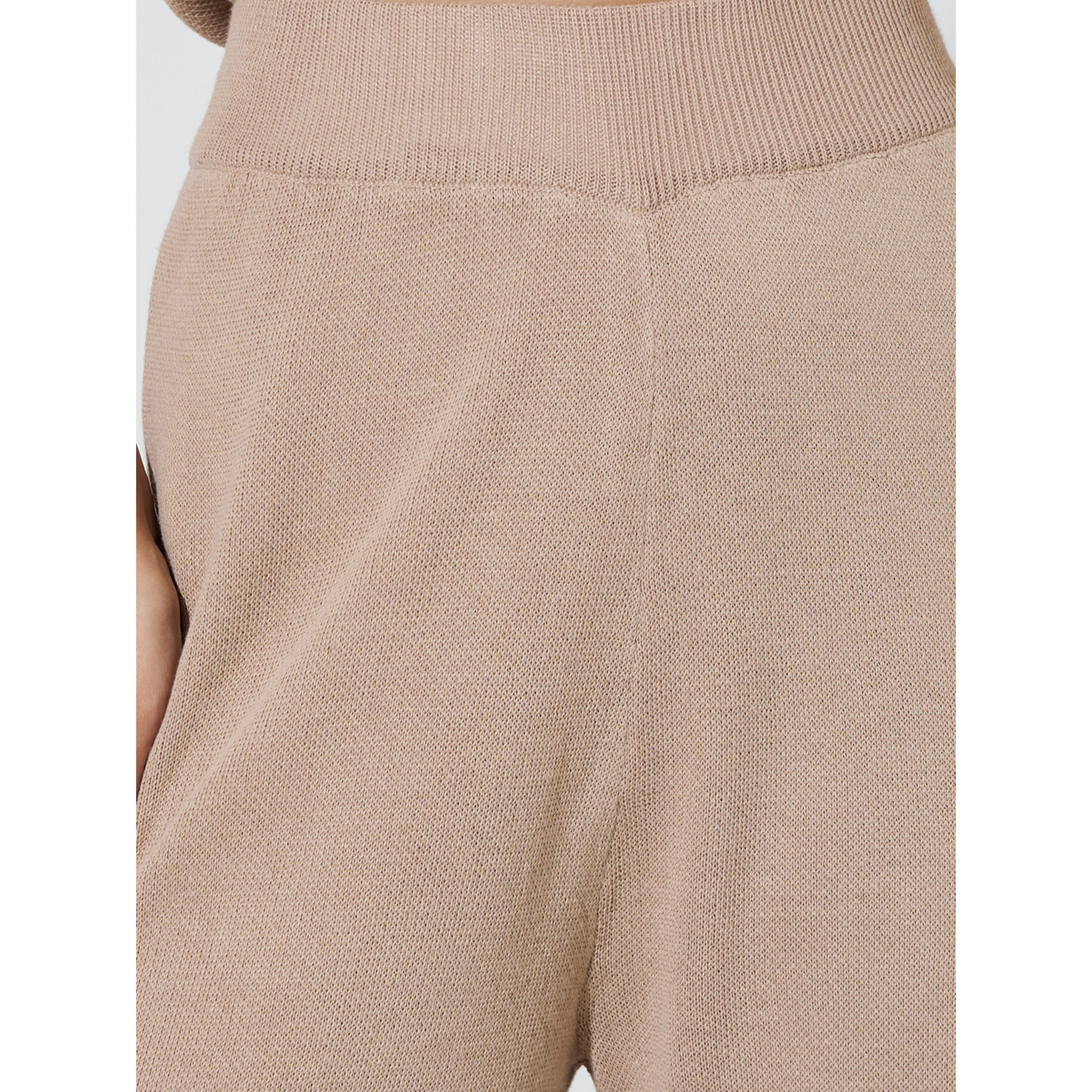 بنطال محبوك كاجوال بأرجل واسعة وحواف متباينة-women-clothing-joggers-image-3