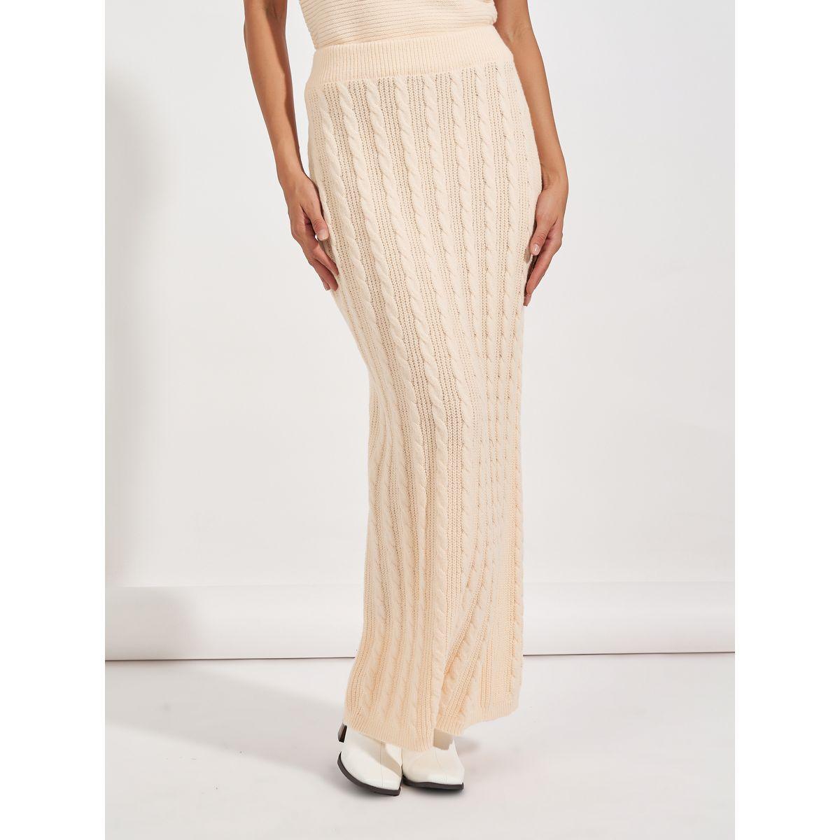 تنورة طويلة بتفاصيل بارزة الملمس-women-clothing-bottoms-skirts-image-2