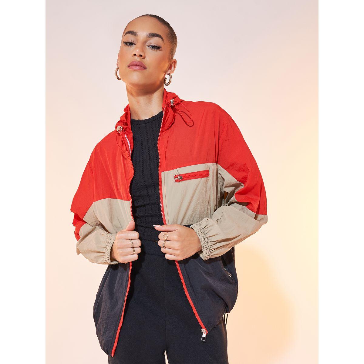 Styli Color Block Hooded Zip Up Windbreaker Jacket-women-winterwear-coatsandjackets-jackets-image-1