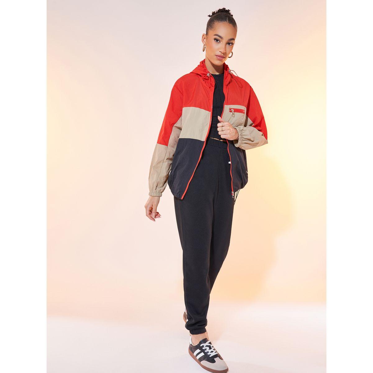 Styli Color Block Hooded Zip Up Windbreaker Jacket-women-winterwear-coatsandjackets-jackets-image-2
