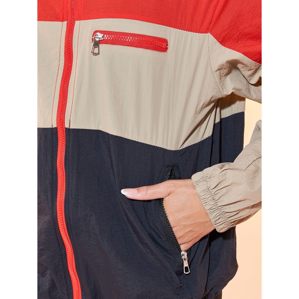 Styli Color Block Hooded Zip Up Windbreaker Jacket-women-winterwear-coatsandjackets-jackets-image-4