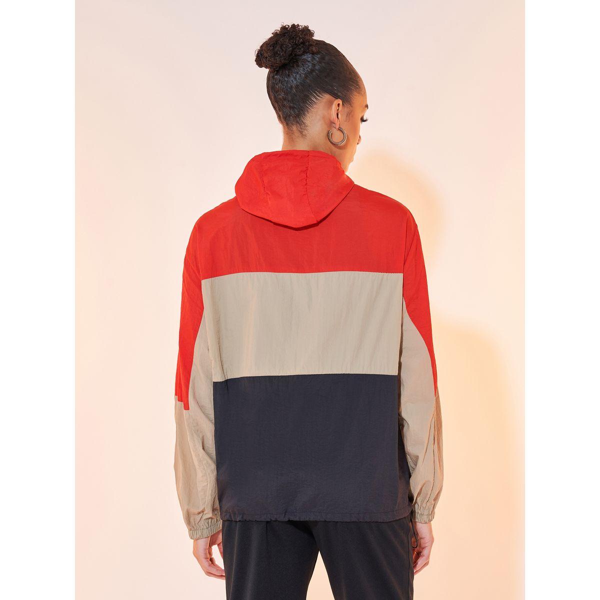 Styli Color Block Hooded Zip Up Windbreaker Jacket-women-winterwear-coatsandjackets-jackets-image-5