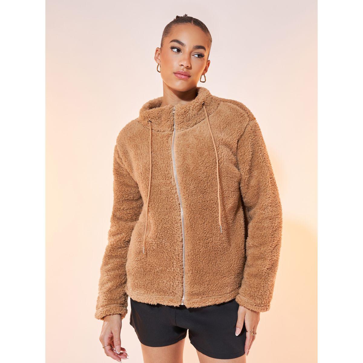 Styli Double-Sided Fleece Jacket with Zipper Front-women-winterwear-coatsandjackets-jackets-image-1