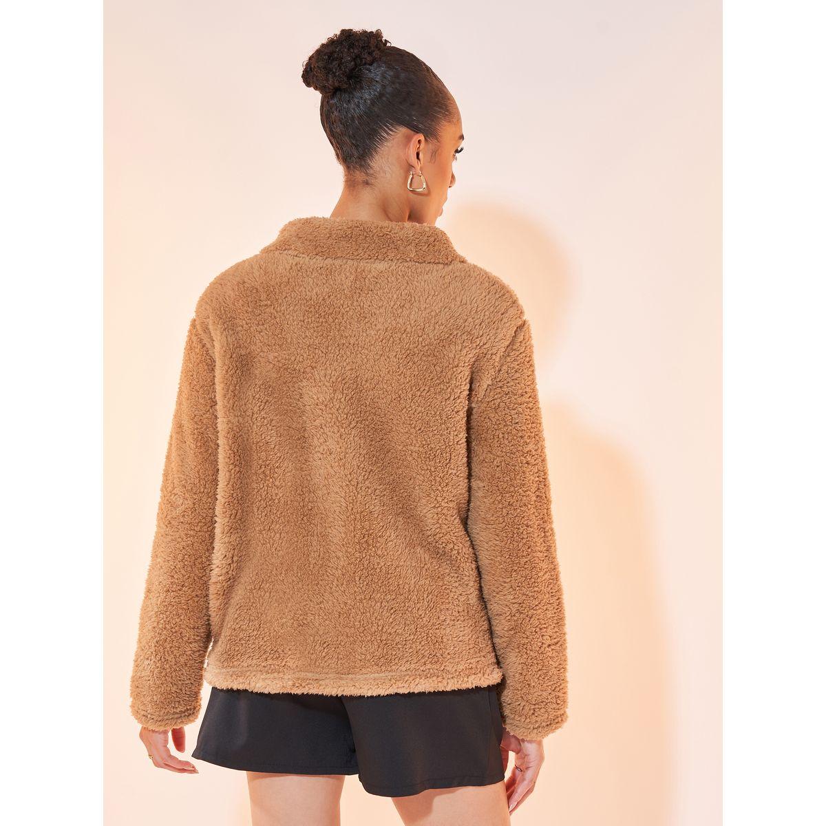 Styli Double-Sided Fleece Jacket with Zipper Front-women-winterwear-coatsandjackets-jackets-image-5