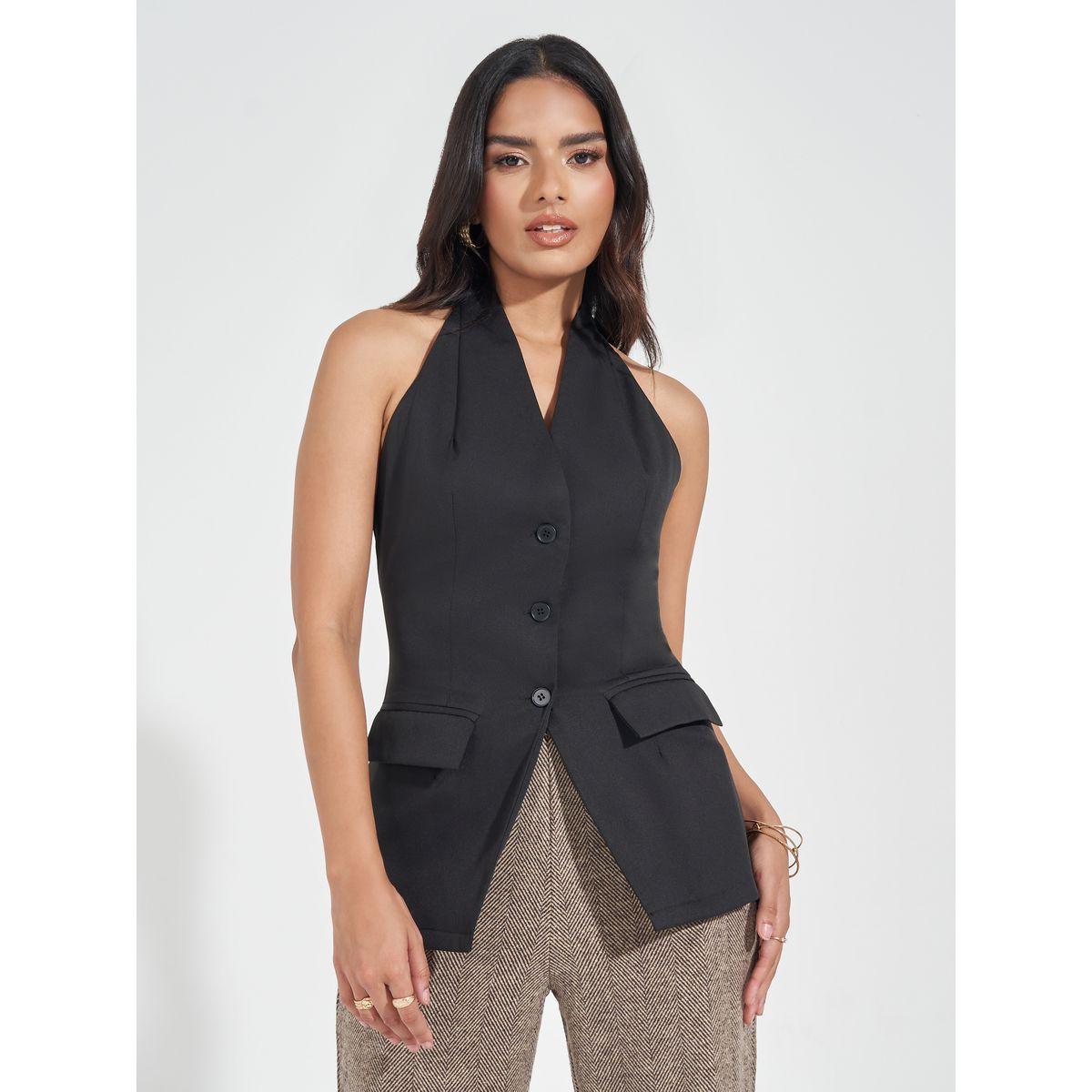جيليه بياقة هولتر ومزين بطية-women-clothing-coatsandjackets-waistcoats-image-1