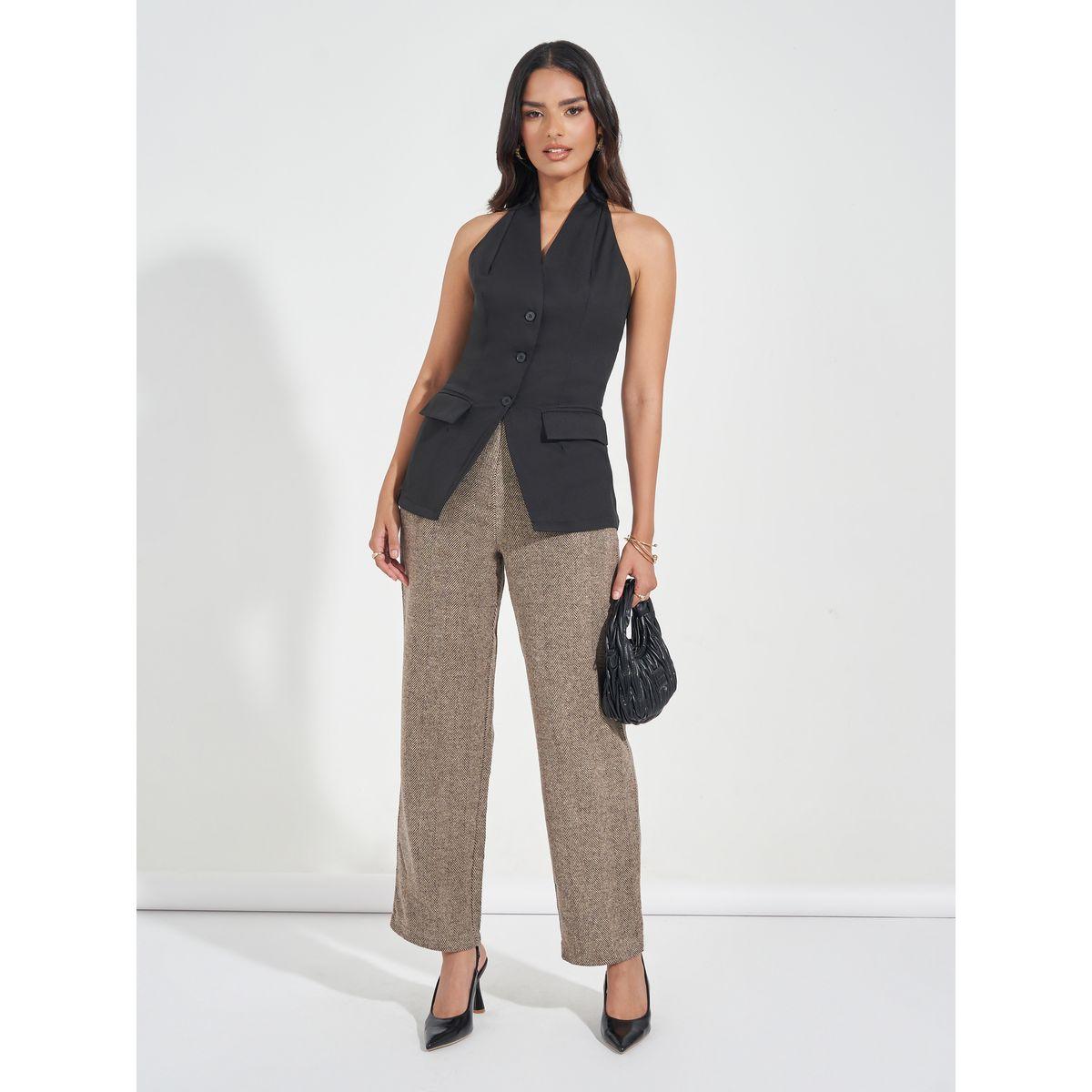 جيليه بياقة هولتر ومزين بطية-women-clothing-coatsandjackets-waistcoats-image-2