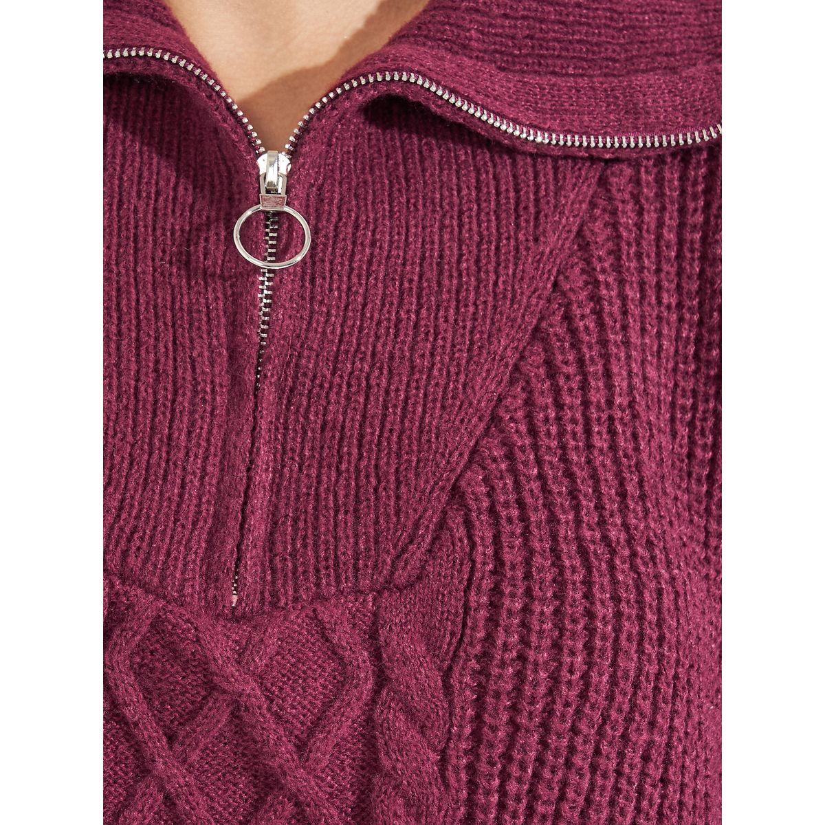 Styli Elevate Longline Cable Knit Sweater with Half Zip Detail-women-clothing-cardigansandjumpers-jumpers-image-3