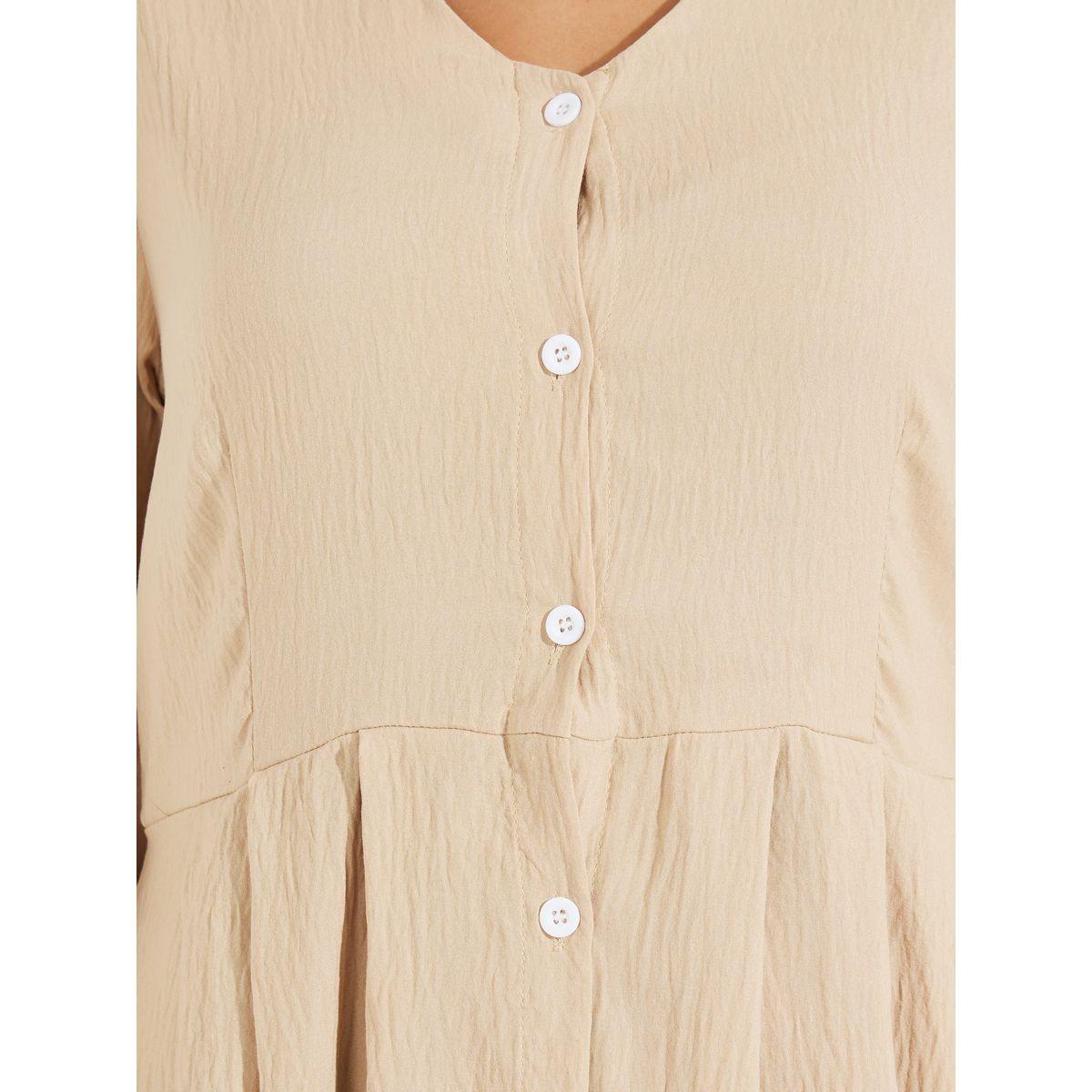 Styli Solid Button Detail Long Sleeve Midi Dress-women-clothing-dresses-image-2