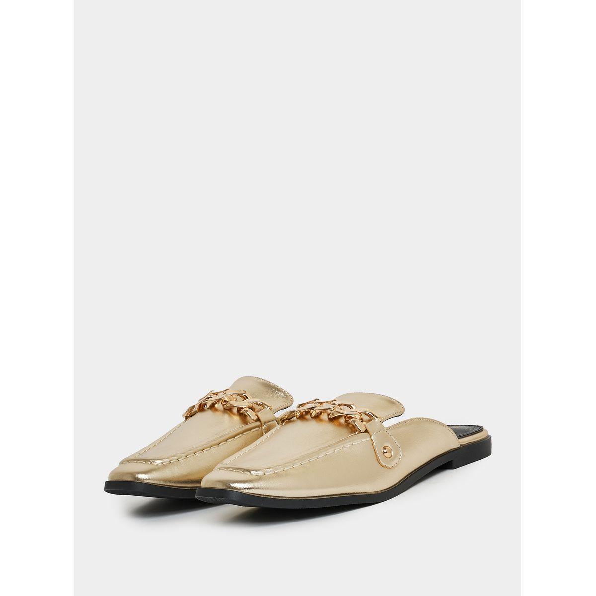 Styli Embellished Metallic Slide On Mules-women-shoes-flats-mules-image-1