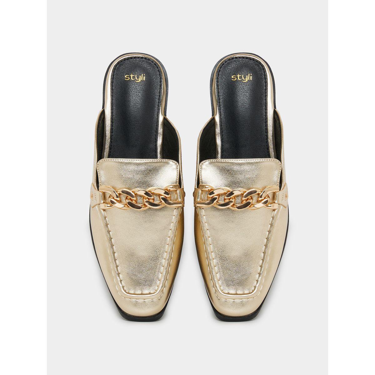 Styli Embellished Metallic Slide On Mules-women-shoes-flats-mules-image-4