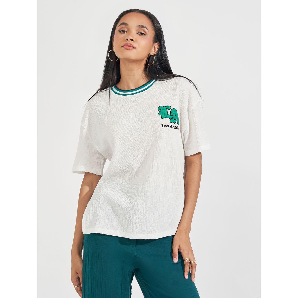 Styli Elevate Oversized Textured T-Shirt with High-Low Hem-women-clothing-tshirts-image-1