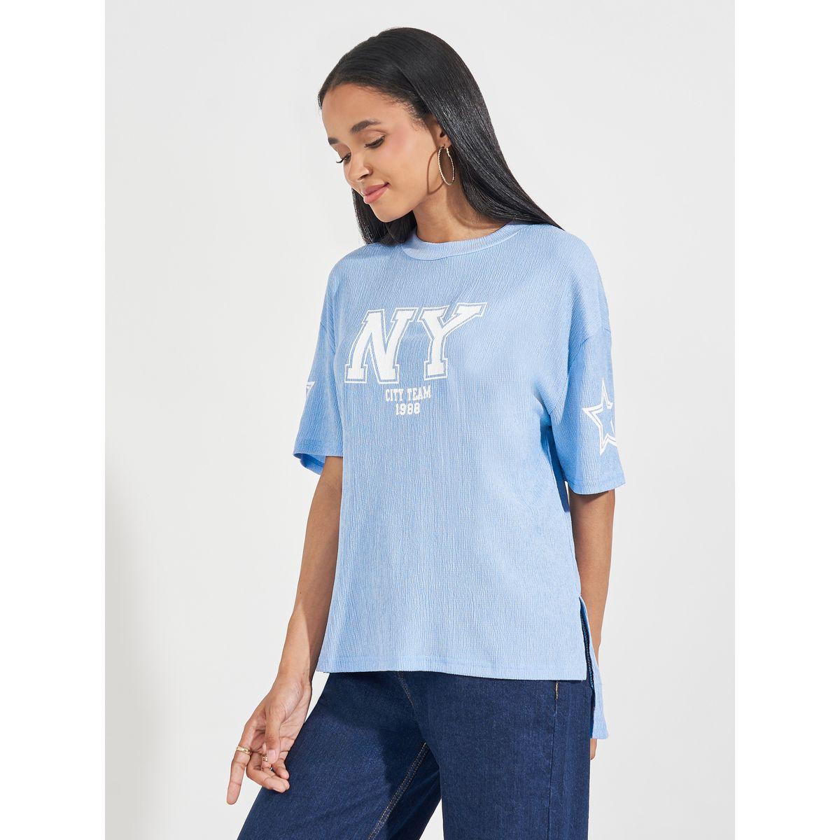 تيشيرت فضفاض بحافة غير متماثلة الطول-women-clothing-tshirts-image-1