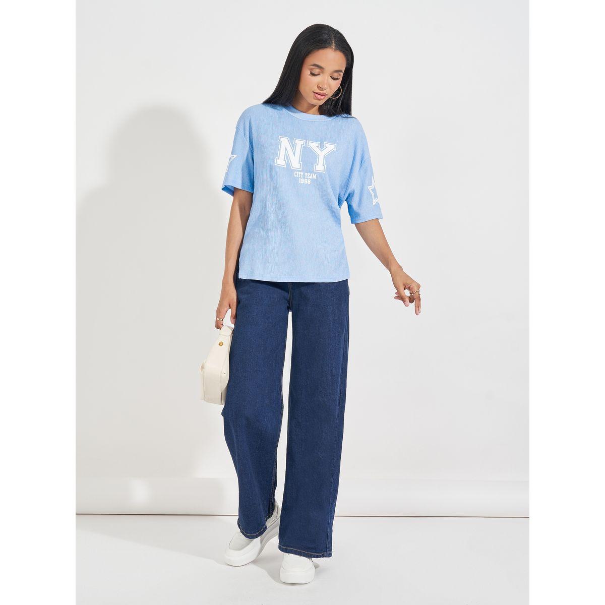 تيشيرت فضفاض بحافة غير متماثلة الطول-women-clothing-tshirts-image-2