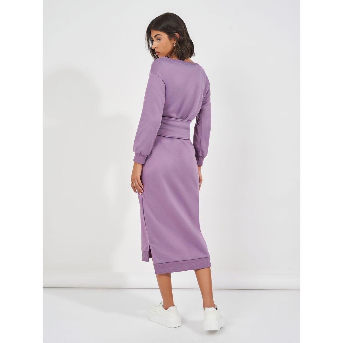 فستان ميدي بخصر كورسيه وحزام-women-clothing-dresses-image-4