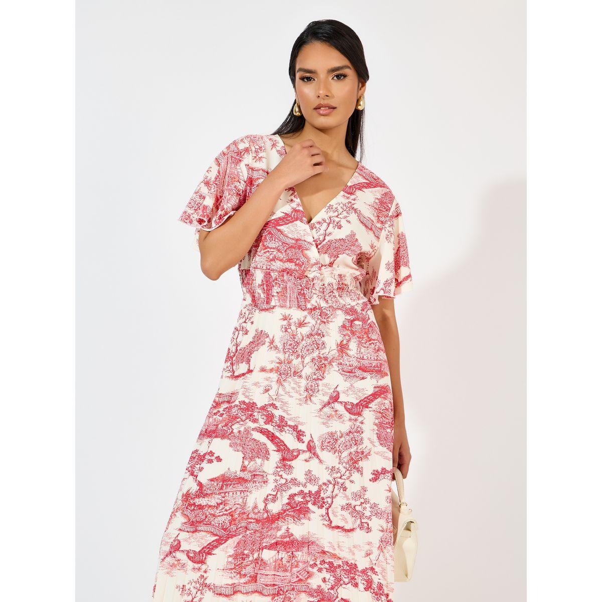 فستان ميدي مطبع بالكامل مع كسرات-women-clothing-dresses-image-2