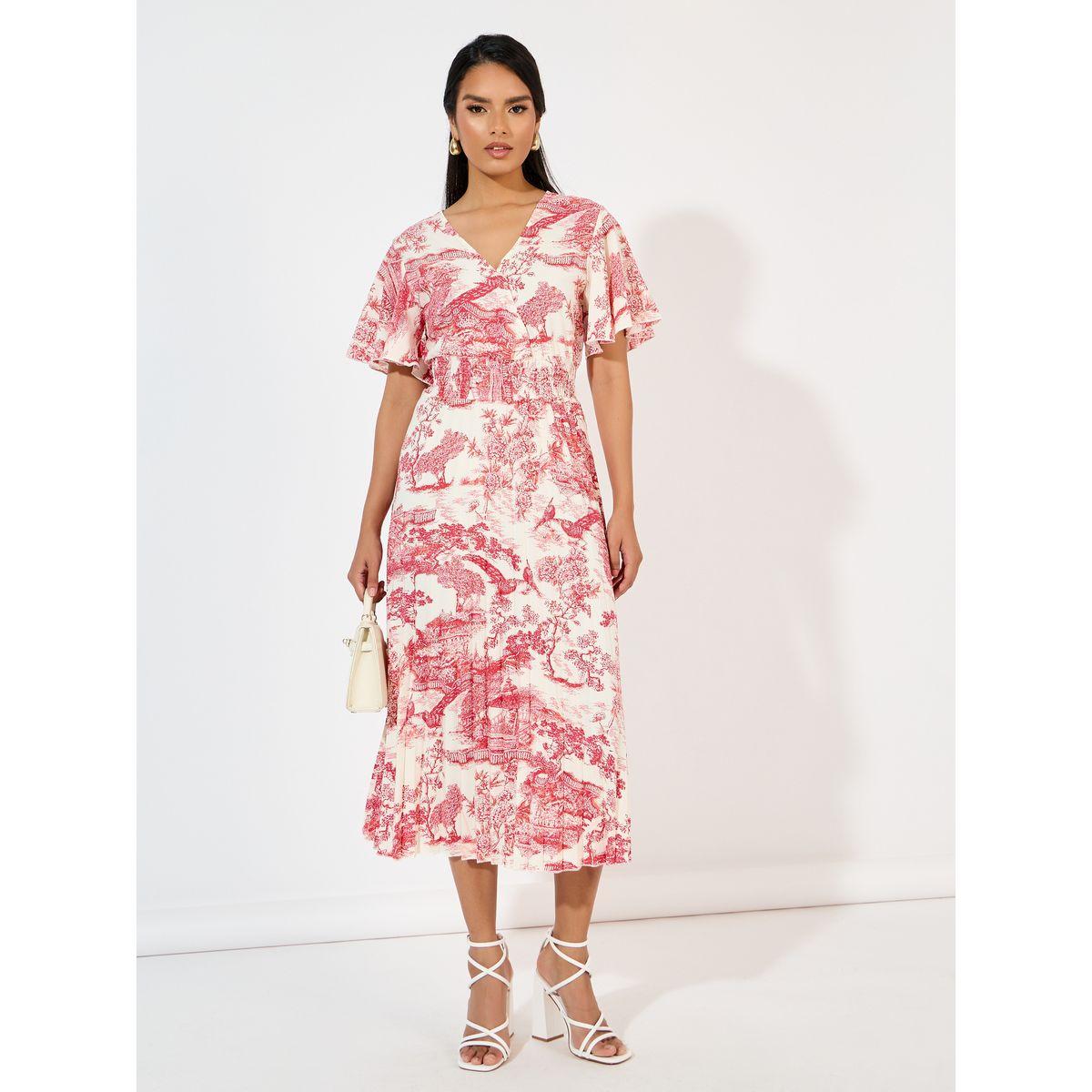 Styli All Over Print Pleated A-Line Midi Dress-women-clothing-dresses-image-4