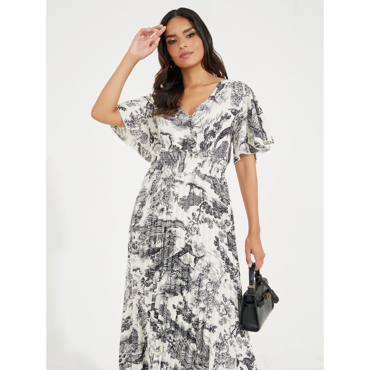 فستان ميدي مطبع بالكامل مع أكمام قصيرة-women-clothing-dresses-image-2