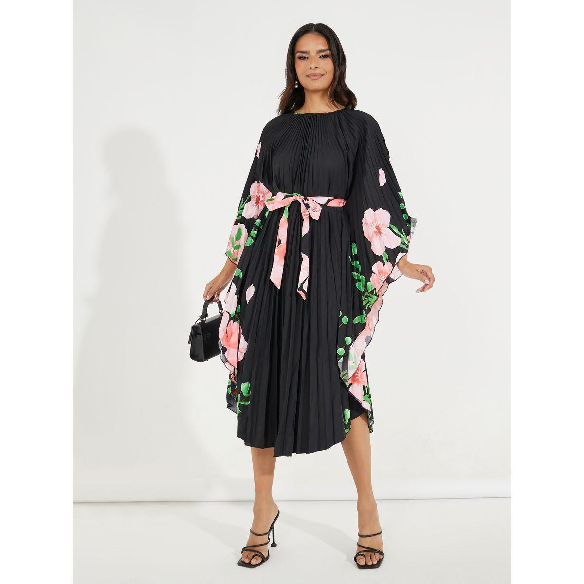 Styli Floral Print Pleated A-Line Midi Dress-women-clothing-dresses-image-1