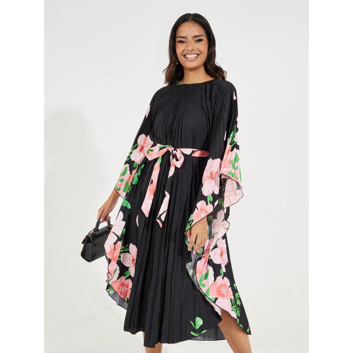 فستان ميدي مطبع بزهور مع كسرات-women-clothing-dresses-image-2