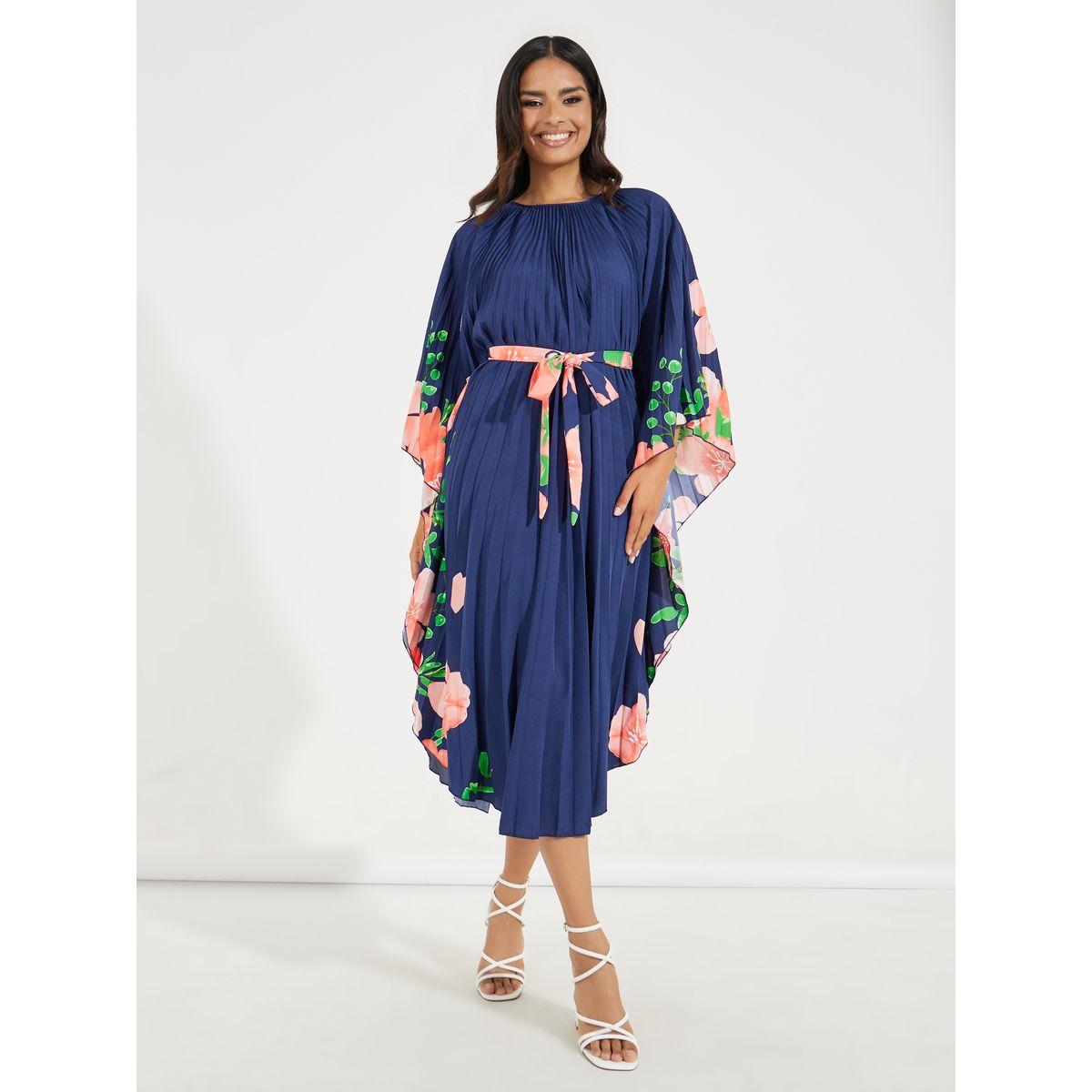 فستان ميدي مطبع بزهور مع كسرات-women-clothing-dresses-image-2