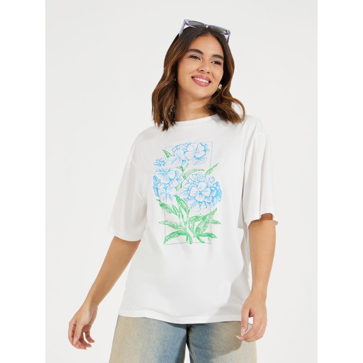 تيشيرت فضفاض مطبع بطبعة جرافيك-women-clothing-tshirts-image-1