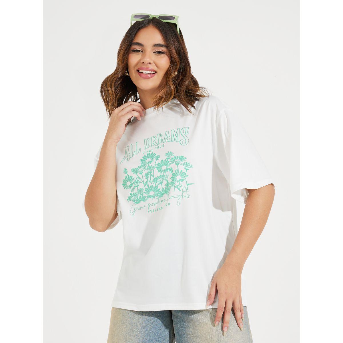 Styli Oversized Slogan Graphic Print T-Shirt-women-clothing-tshirts-image-1