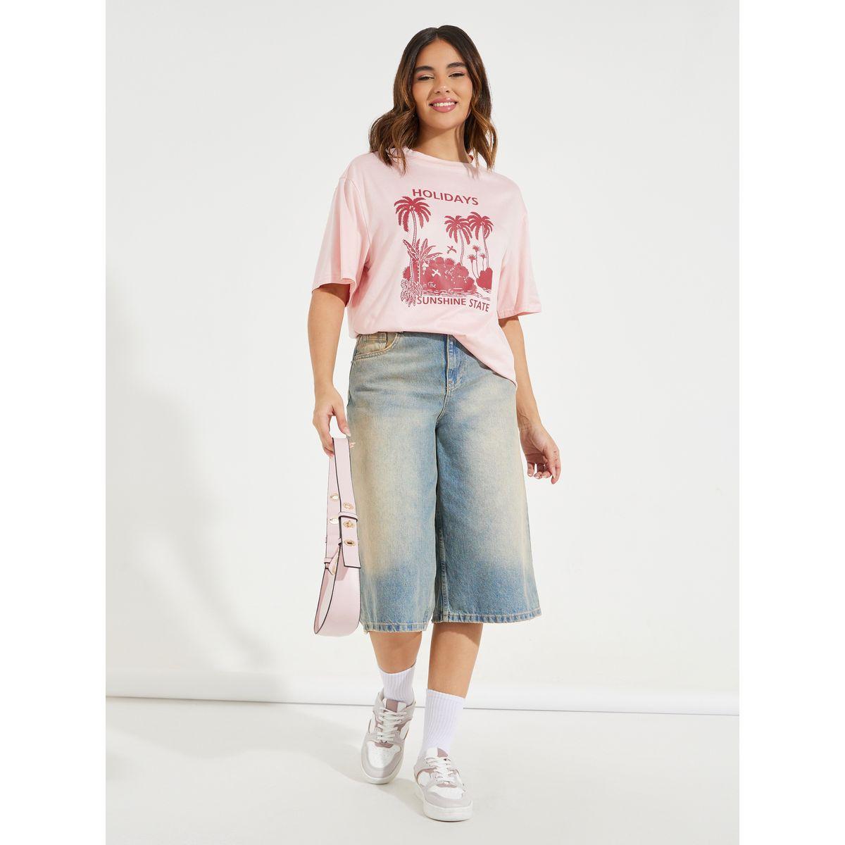 تيشيرت فضفاض مطبع بطبعة جرافيك-women-clothing-tshirts-image-3
