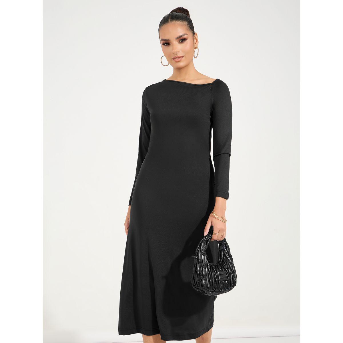 Styli Asymmetric Neck Bodycon Midi Dress-women-clothing-dresses-image-2