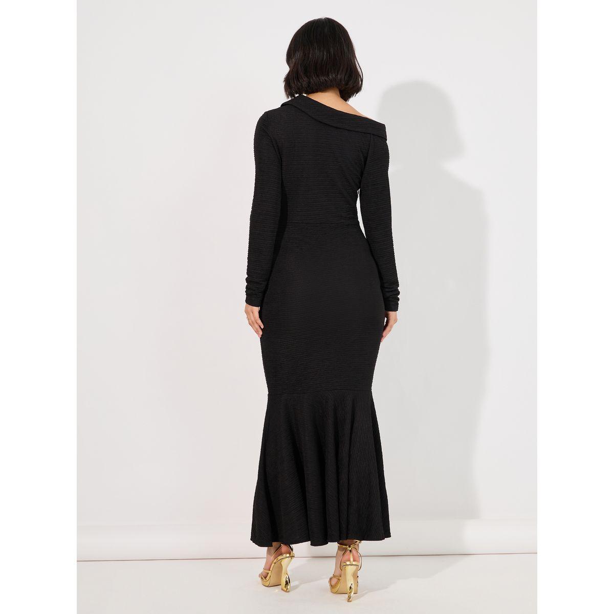 Styli Asymmetric Neck Textured Bodycon Maxi Dress-women-clothing-dresses-image-6