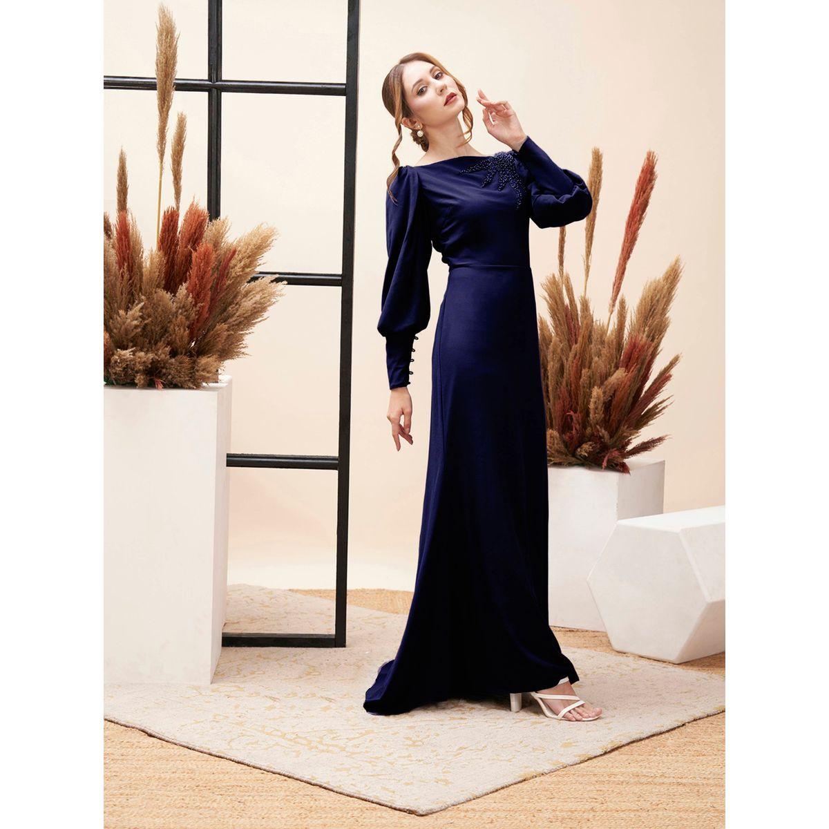 Mish X Styli  Beaded Embellished Boat Neck Draped Maxi Dress-women-clothing-dresses-image-4