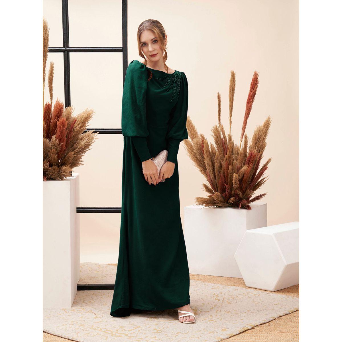 Mish X Styli  Beaded Embellished Boat Neck Draped Maxi Dress-women-clothing-dresses-image-1