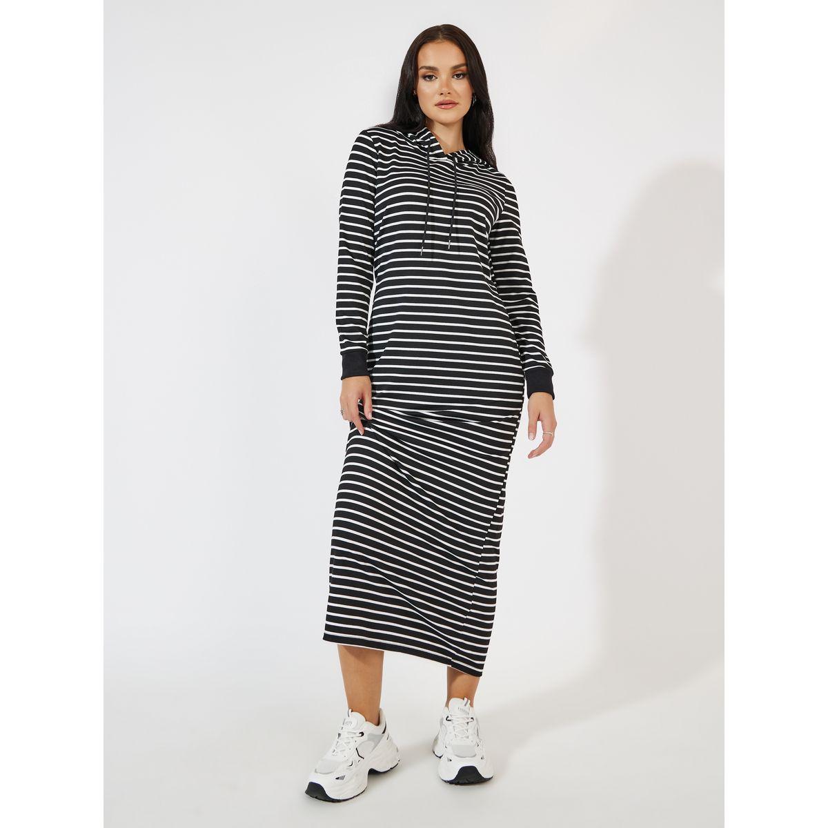 Causey X Styli  Striped Hooded Sweatshirt Maxi Dress-women-clothing-dresses-image-1