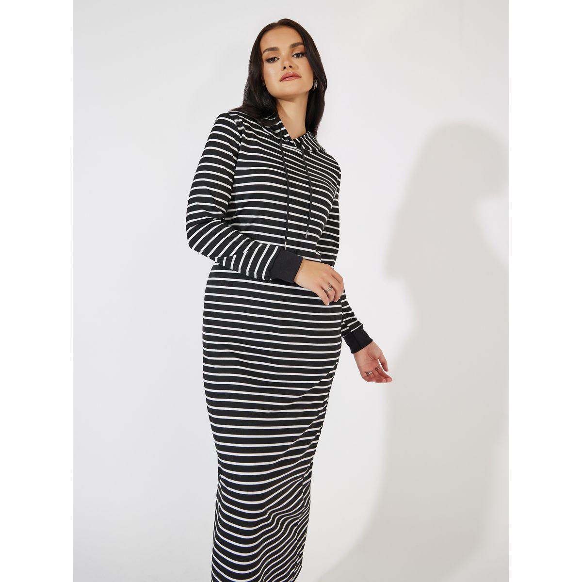 Causey X Styli  Striped Hooded Sweatshirt Maxi Dress-women-clothing-dresses-image-4