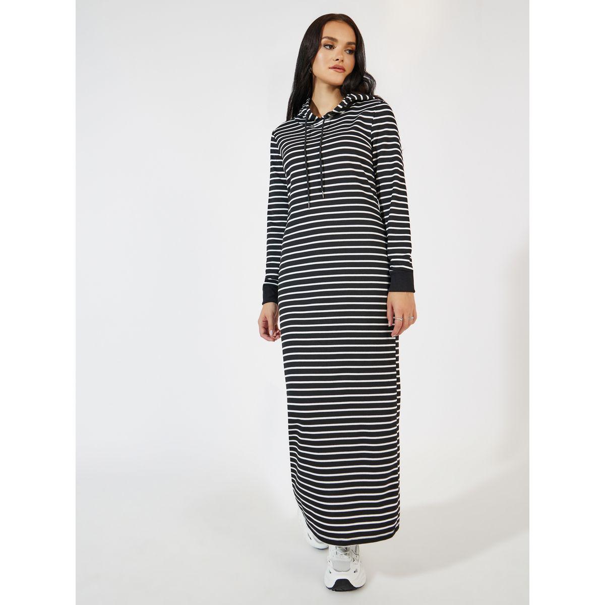 Causey X Styli  Striped Hooded Sweatshirt Maxi Dress-women-clothing-dresses-image-5