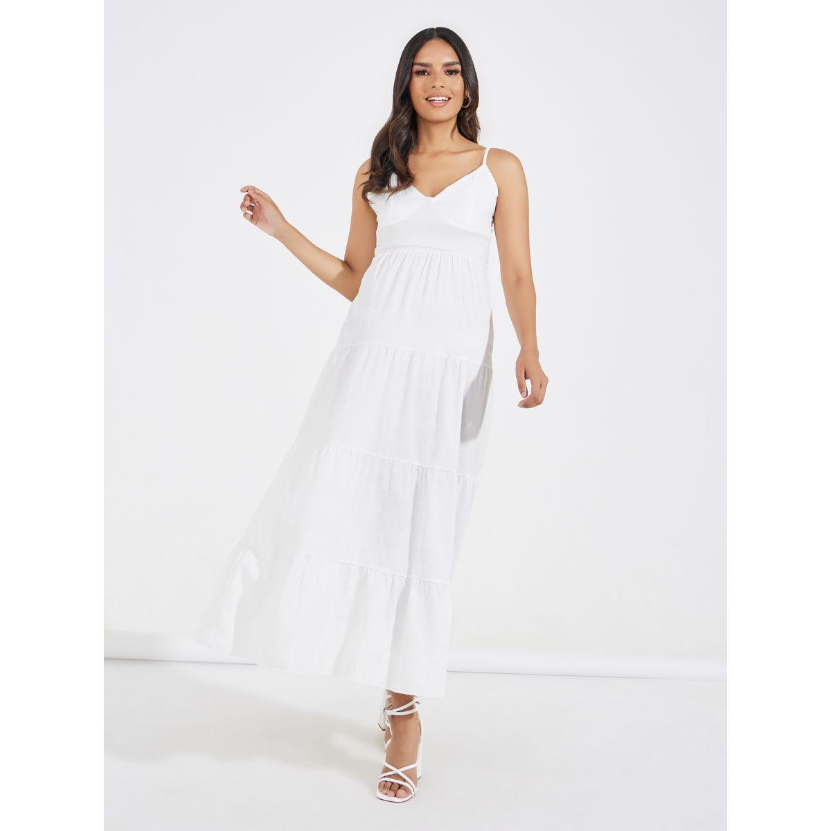 فستان طويل بكسرات وحمالات كتف مع أربطة كوزي × ستايلي-women-clothing-dresses-image-4