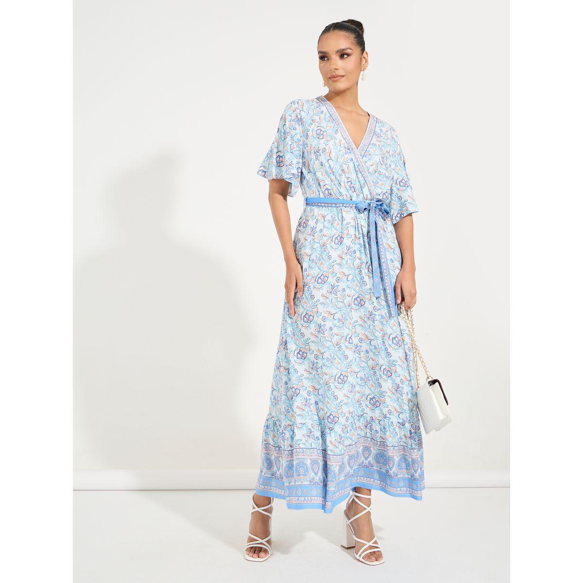فستان طويل مطبع بزهور مع حافة واسعة كوزي × ستايلي-women-clothing-dresses-image-1