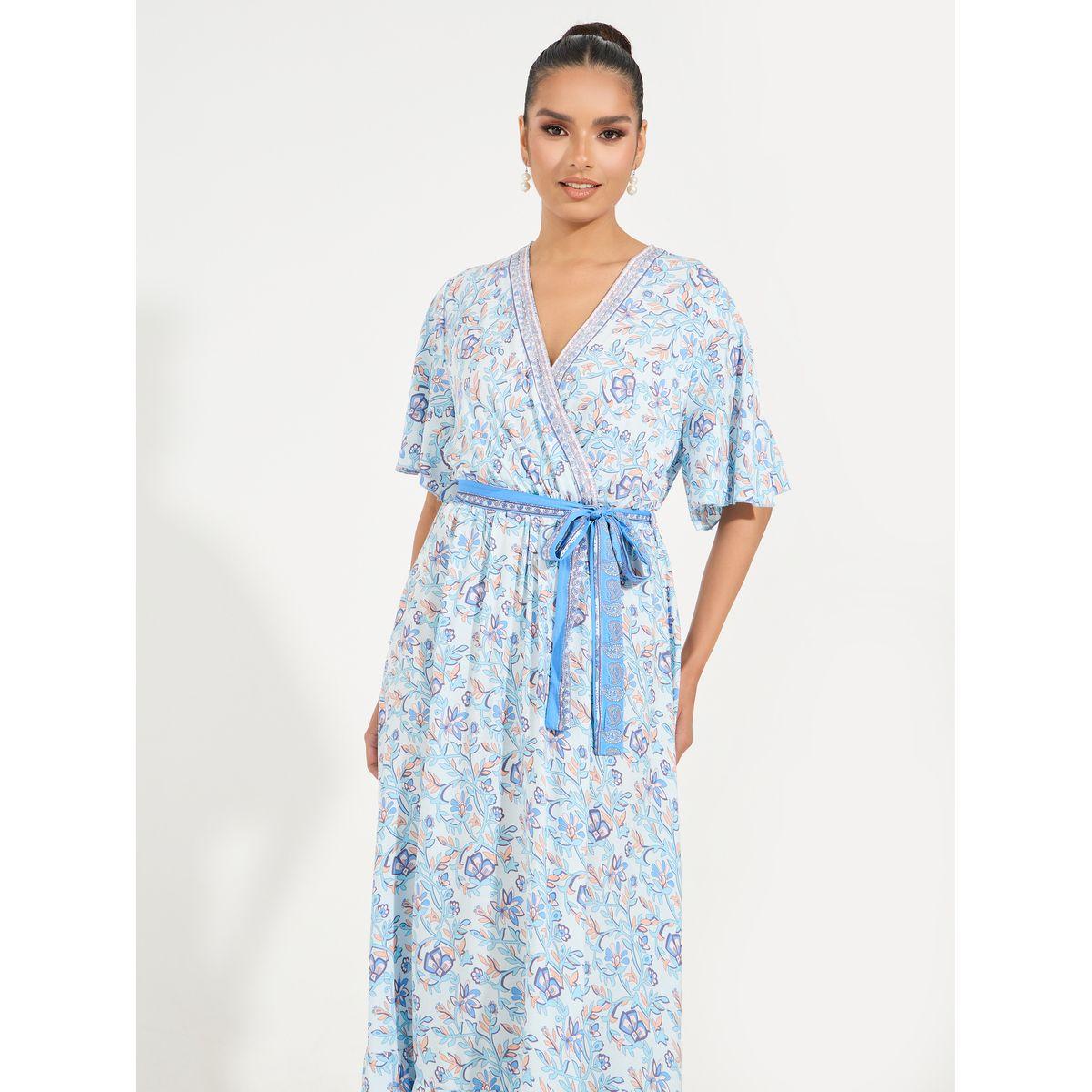 فستان طويل مطبع بزهور مع حافة واسعة كوزي × ستايلي-women-clothing-dresses-image-2