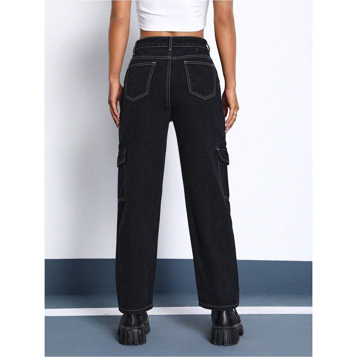 Kotty X Styli  Solid High Rise Cargo Jeans-women-clothing-bottoms-jeans-image-4