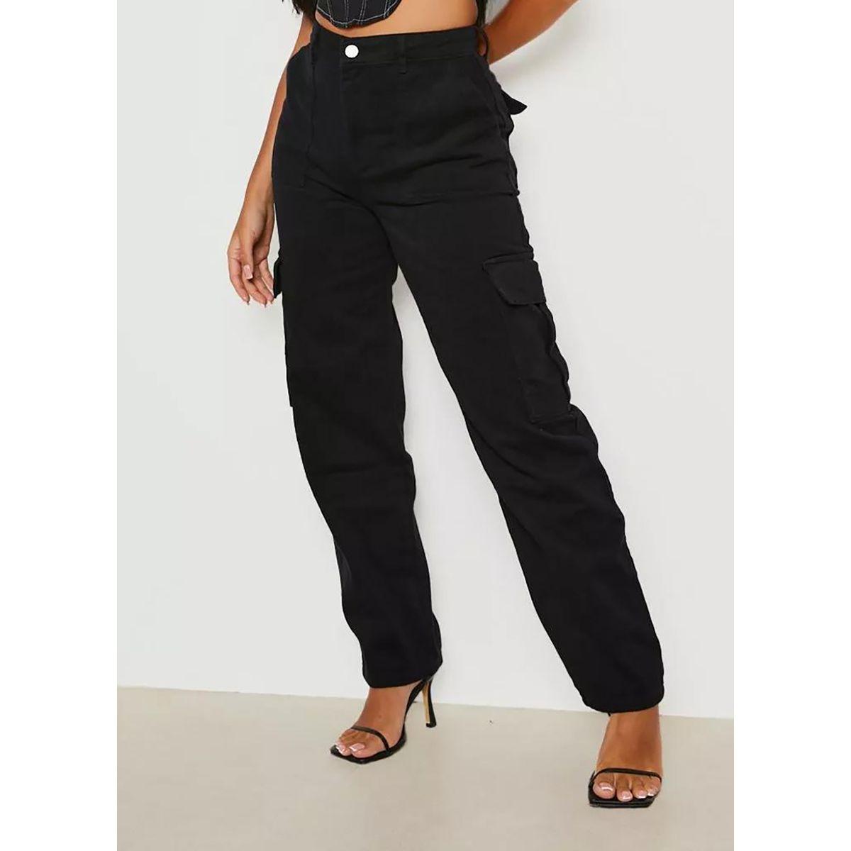 جينز كارجو سادة بقصة مريحة كوتي × ستايلي-women-clothing-bottoms-jeans-image-1