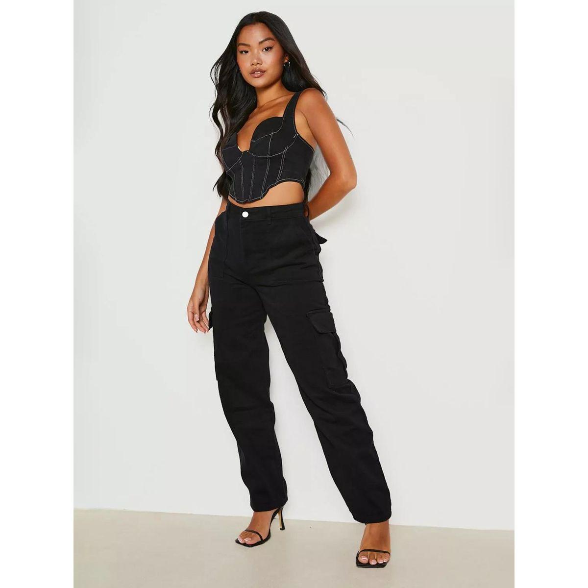جينز كارجو سادة بقصة مريحة كوتي × ستايلي-women-clothing-bottoms-jeans-image-5