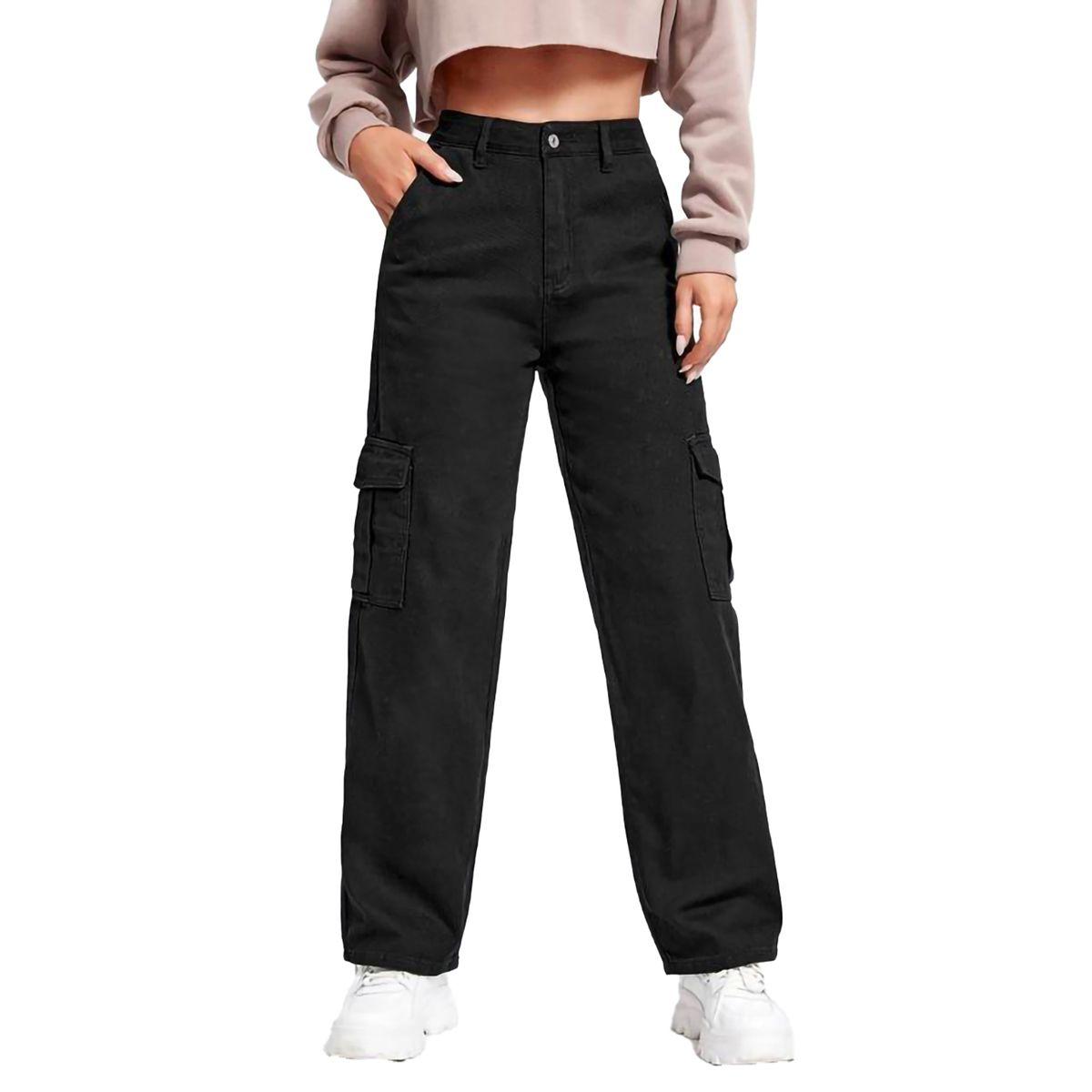 Kotty Solid Relaxed Fit Cargo Jeans-women-clothing-bottoms-jeans-image-1