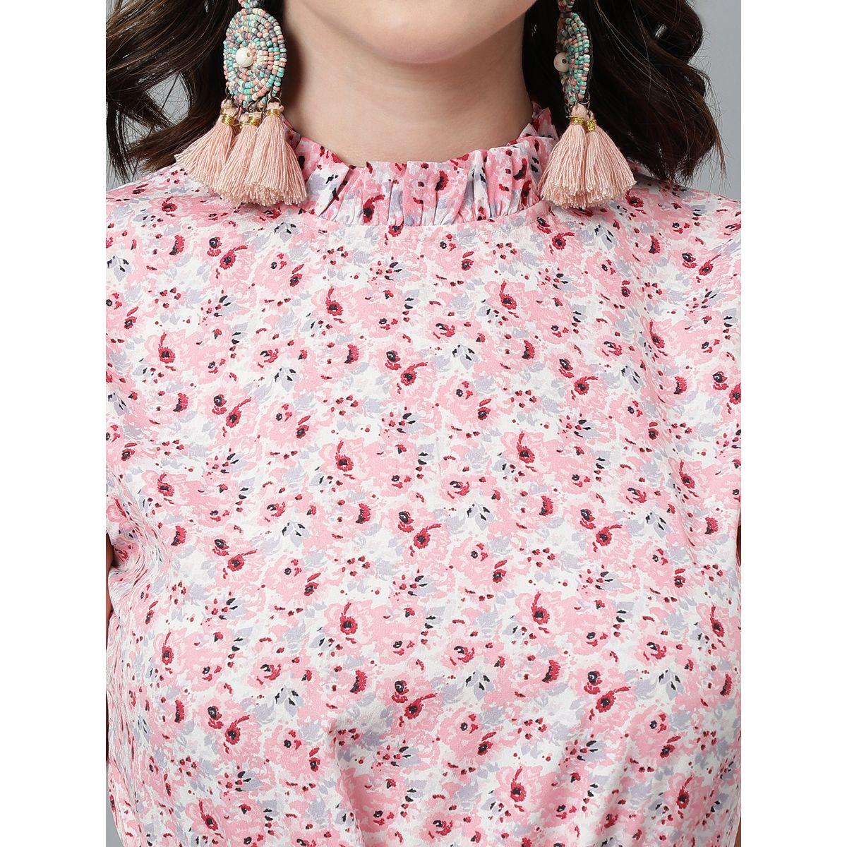 Kotty X Styli  Floral Print Knee Length Dress with Ruffle Detail-women-clothing-dresses-image-5