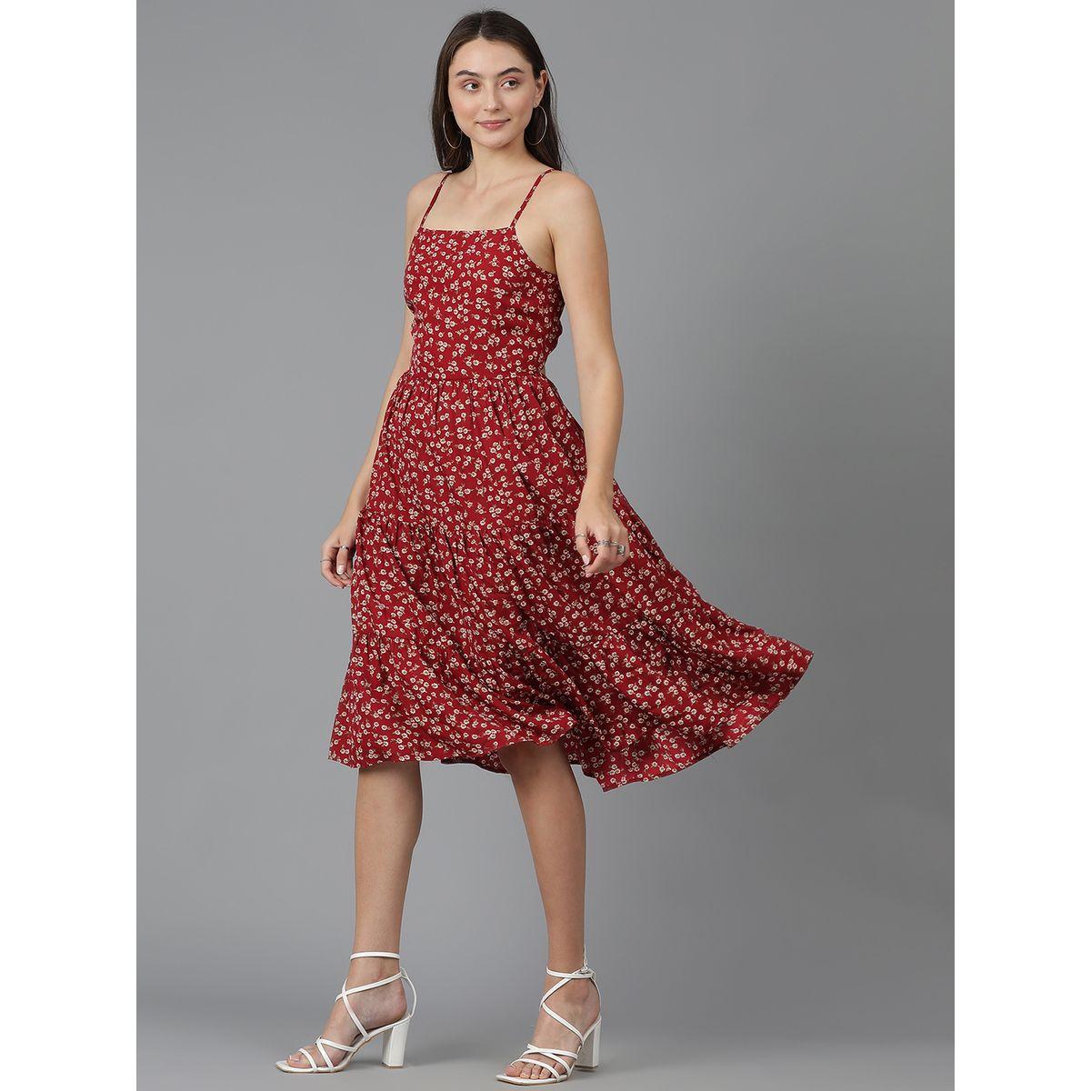 فستان بطول الركبة مع كسرات واربطة كوتي × ستايلي-women-clothing-dresses-image-4