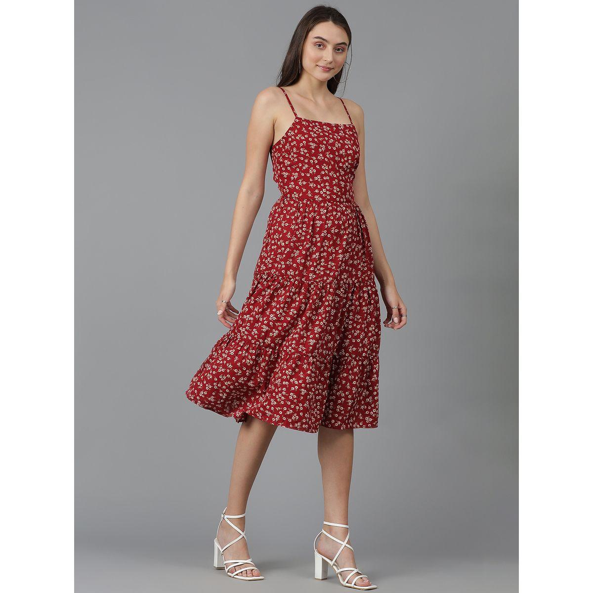 Kotty X Styli  Strappy Tiered Knee Length Dress with Tie-Up Back-women-clothing-dresses-image-5